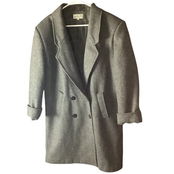 Glenbrooke Women's Pure New Wool Coat 14 Gray Long Tailored Double Breasted - Picture 1 of 16